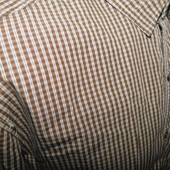 Mavi Mens L Brown White Check gingham button front long sleeve shirt - Picture 8 of 10